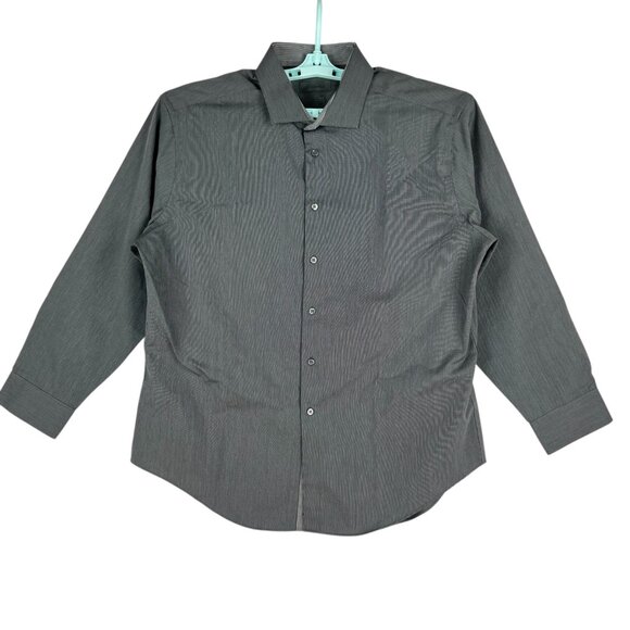 Calvin Klein Men Slim Fit Non-Iron Dress Shirt Sz 17 1/2 32-33 Gray Striped NWOT - Picture 1 of 11